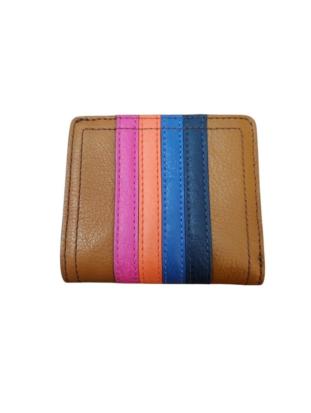 Fossil Bi-fold Brown Wallet With Colorful Rainbow Stripes EUC